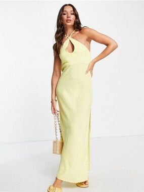 ASOS DESIGN Wrap Neck Maxi Dress with Thigh Split. Size 6